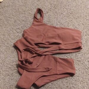One-Shoulder Brown Bikini Set